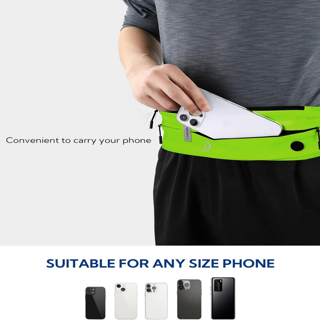 WATERFLY Unisex Adjustable Non-Slip Jogging Exercise Fitness Nylon Running Waist Belt,Black