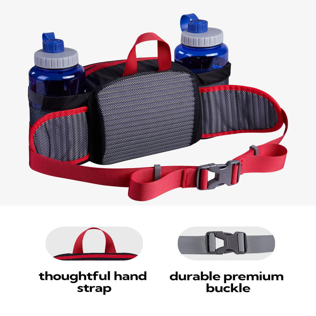 WATERFLY Unisex Large Capacity Hiking with Bottle Holder Nylon Fanny Pack Waist Bag,Gray