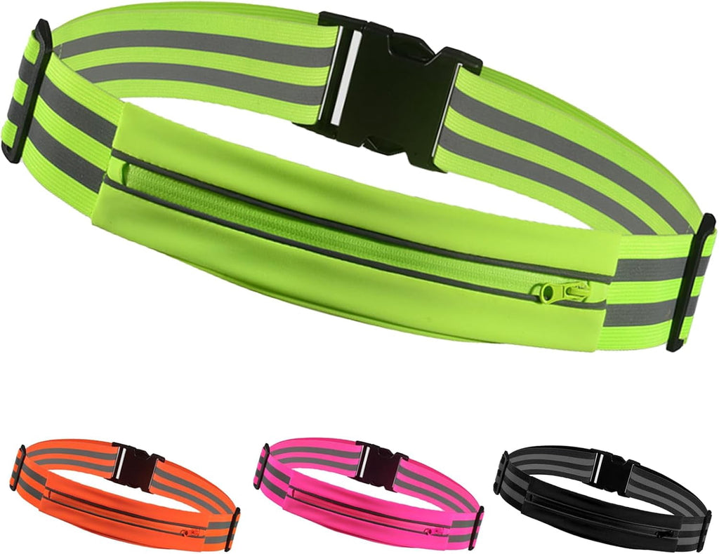 IULAVP Running Belt Running Phone Belt for Women and Men Phone Holder Runners Pouch Waist Reflective Runners Money Belts Exercise Waist Workout Jogging Running Gear Accessories (Pink）