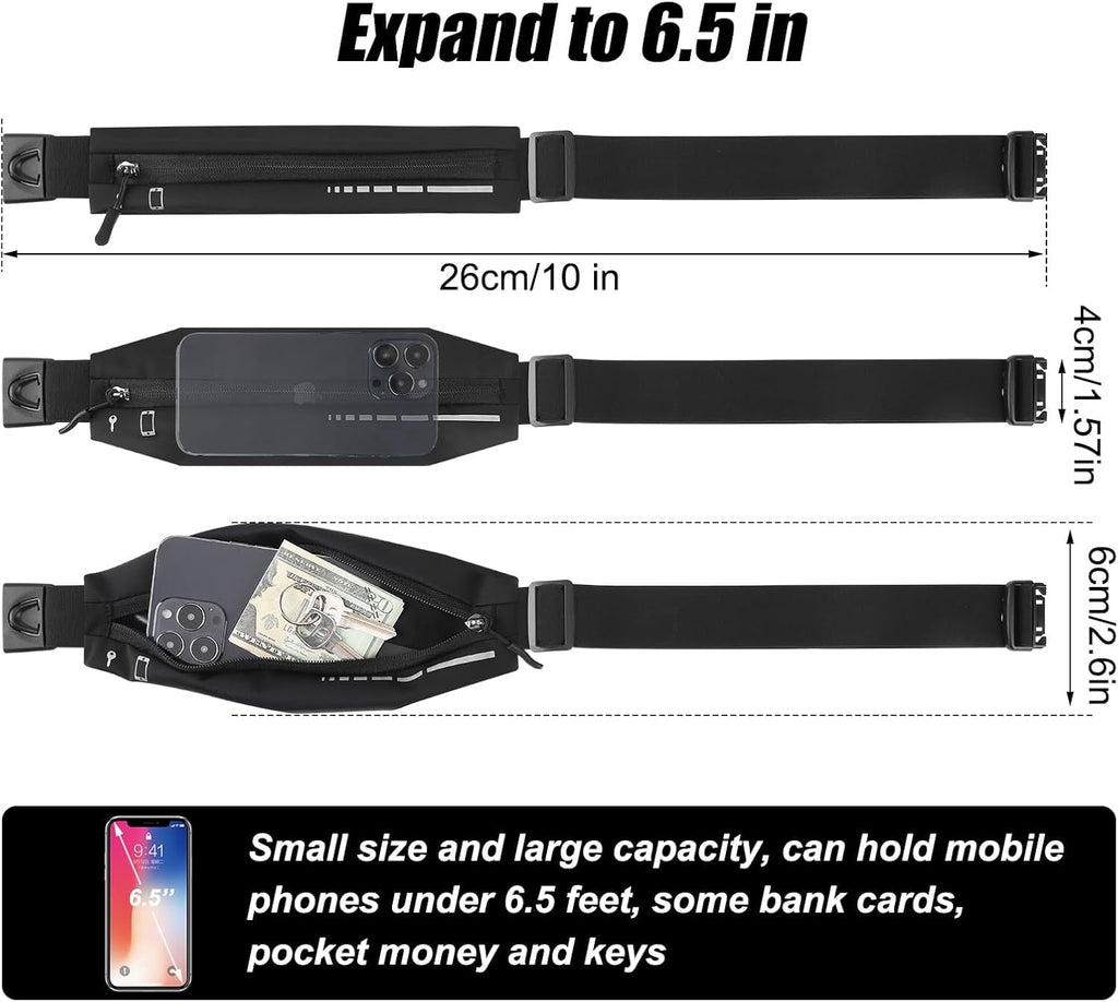 2 PCS Slim Running Belt Fanny Pack Running Phone Holder Runners Pouch Waist Pack for Workout Money Belt Running Gift Gear Accessories for Women Men Walking Hiking Cycling