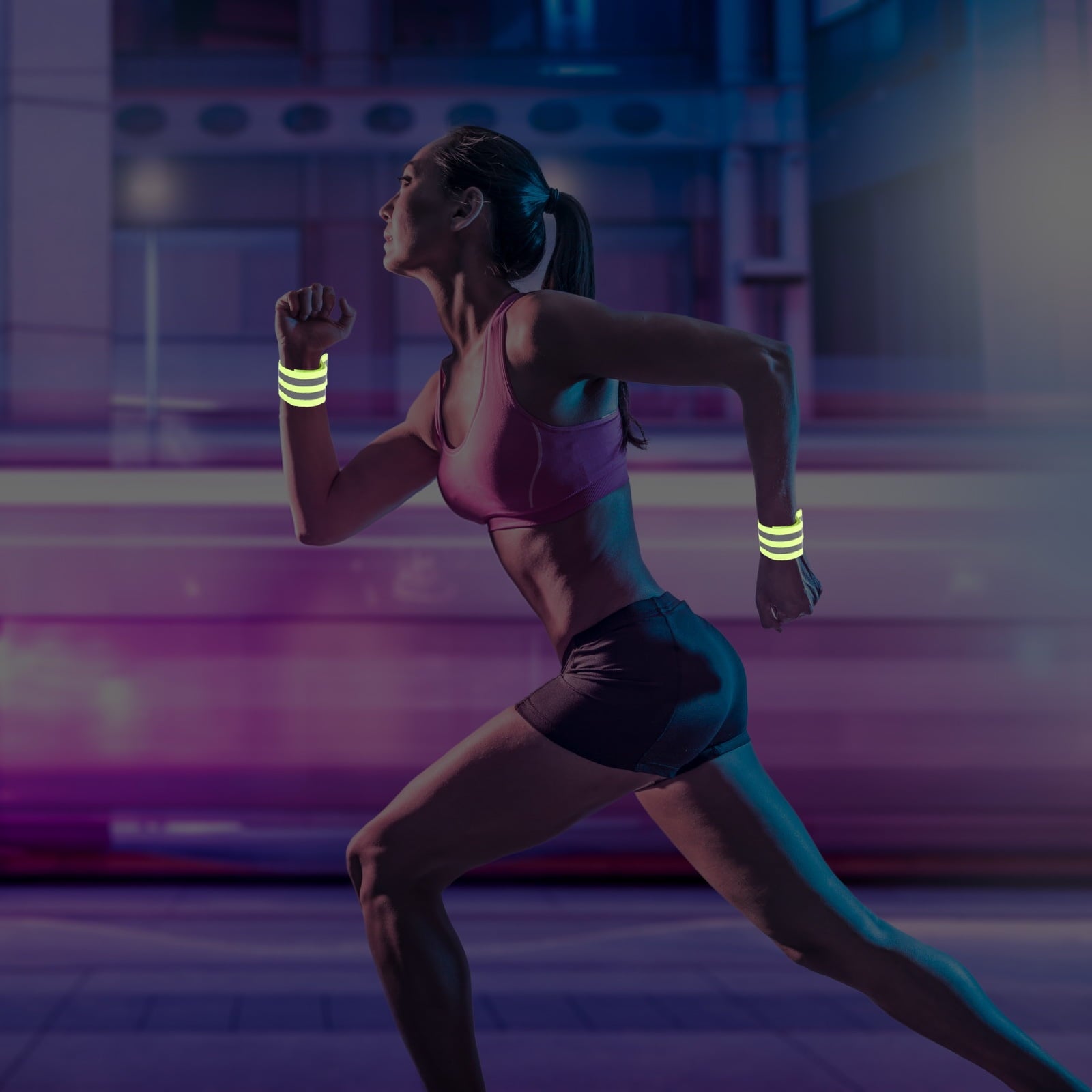 Luxshiny 4 Pairs Reflective Running Bands with Easy Wear Design for Nighttime Outdoor Safety and Visibility