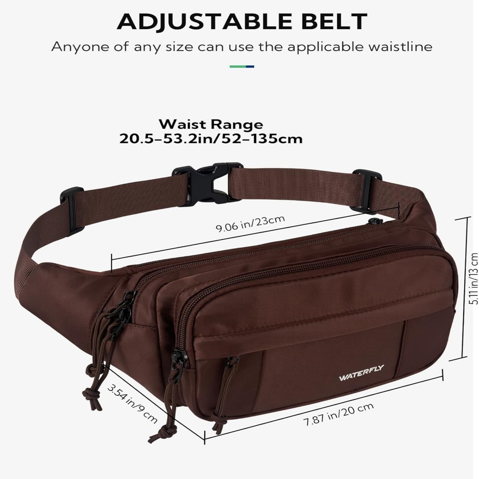WATERFLY Unisex Large Capacity Walking Travel Nylon Fanny Pack Waist Bag,Yellow
