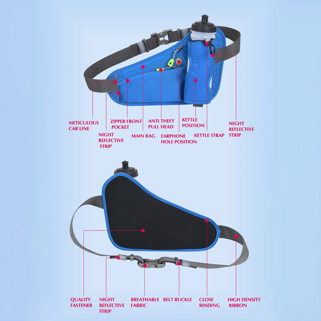 Running Water Bottle Hydration Belt with Water Bottle Holder Hiking Walking Waist Pack Adjustable Pack Compatible for Phone Waistband Outdoor Running Belt