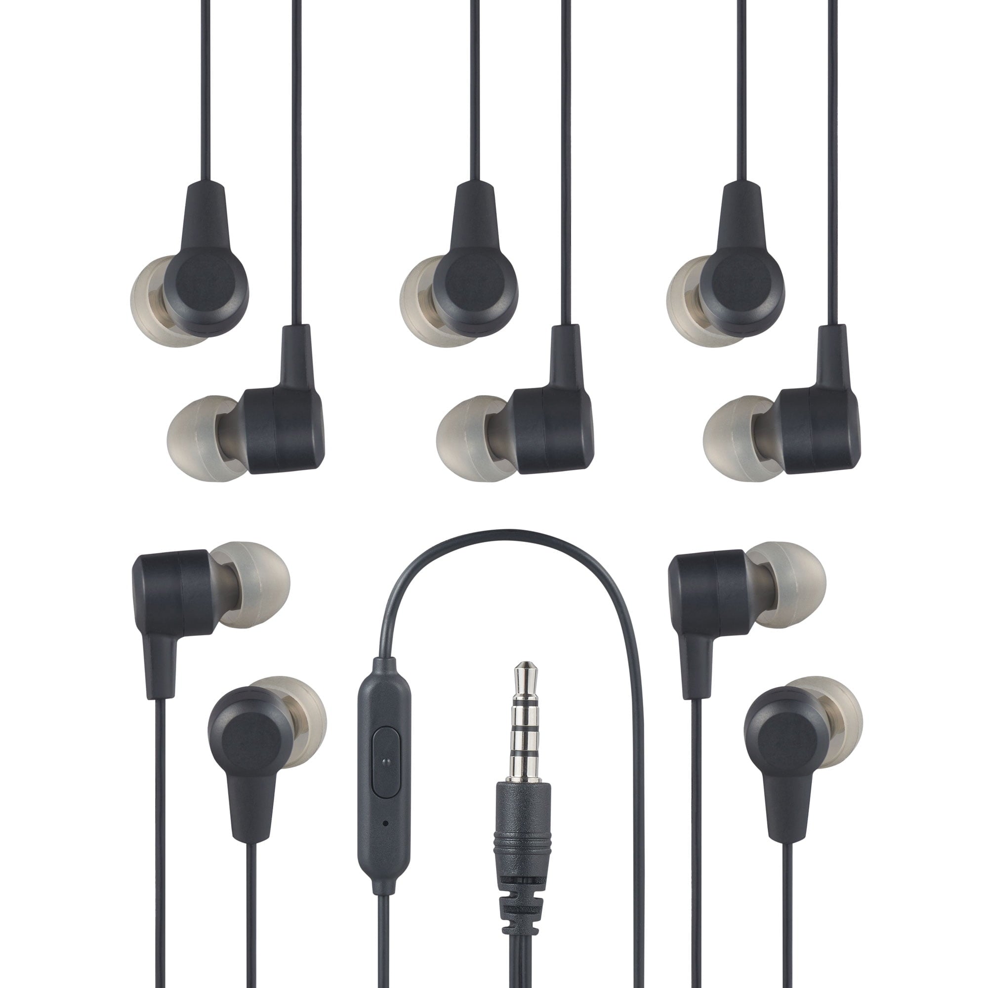 onn 5-Pack Wired Earbuds, Multicolor