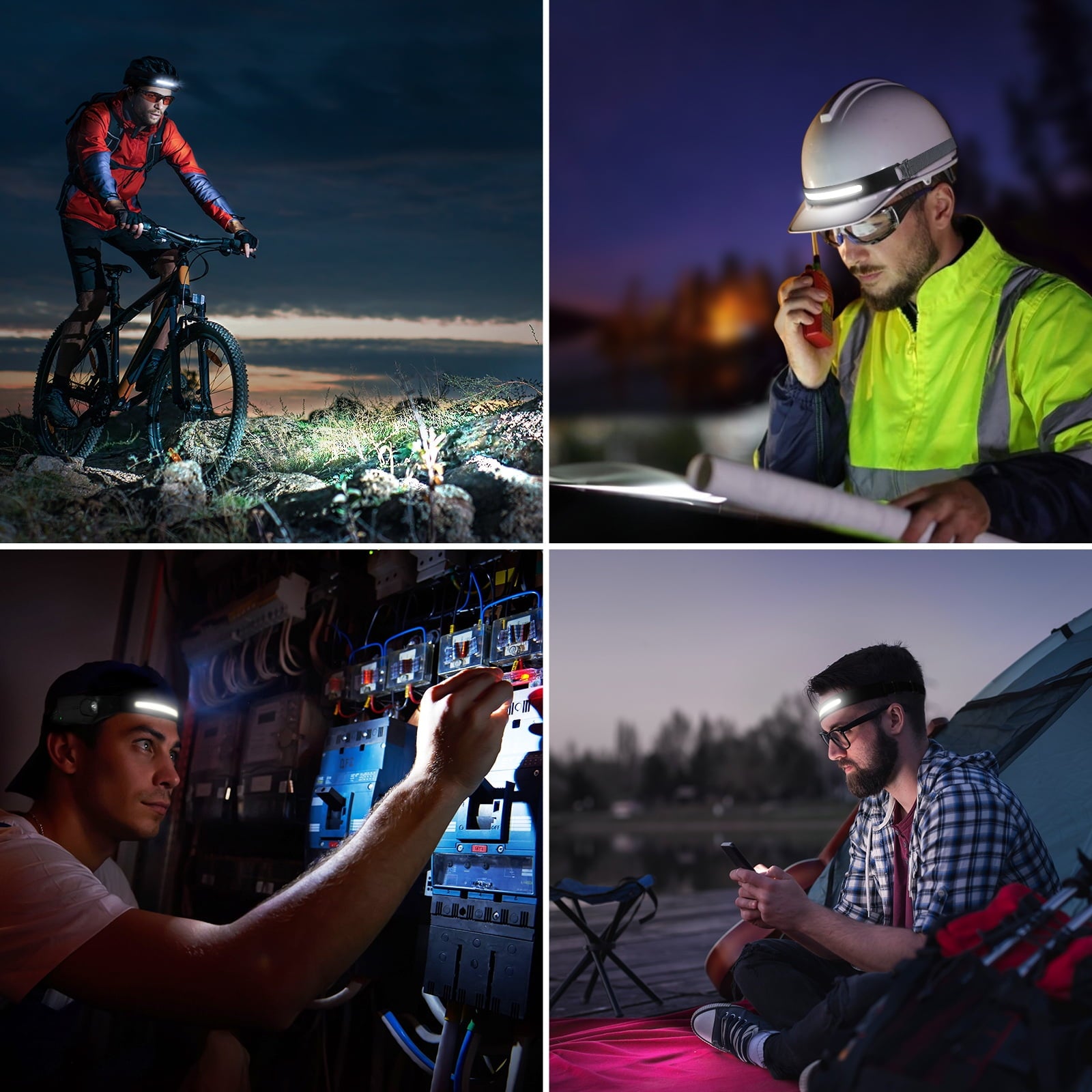 Lepro Headlamp Rechargeable 2PCS, 230° Wide Beam Head Lamp LED with Motion Sensor for Adults - Camping Accessories Gear, Waterproof Headlight for Camping, Hiking, Running