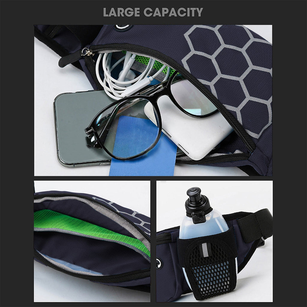 Running Belt for Women & Men with Water Bottle Holder,Waterproof Running Waist Packs,Multi Functional Running Gear Accessories,Suitable for Marathons and Outdoor Running(Black)