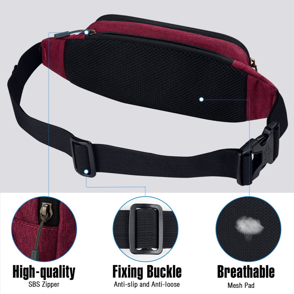 WATERFLY Unisex Lightweight Running Hiking Jogging Nylon Fanny Pack Waist Bag-Dark Blue