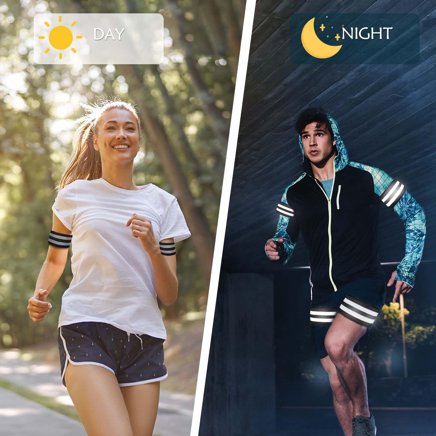 6 Pieces Reflective Strips Reflective Running Gear Reflective Armbands Flexible Reflective Strips Reflective Arm Bands Adults For Running Jogging Hiking Walking