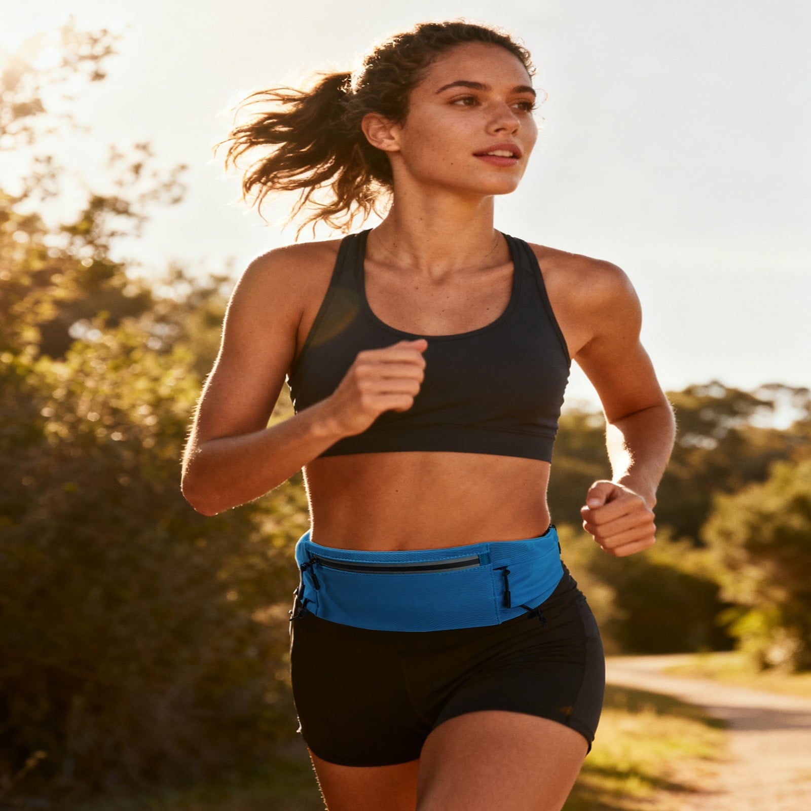 WATERFLY Unisex Adjustable Sports Jogging Fitness Nylon Running Waist Belt Band,Black