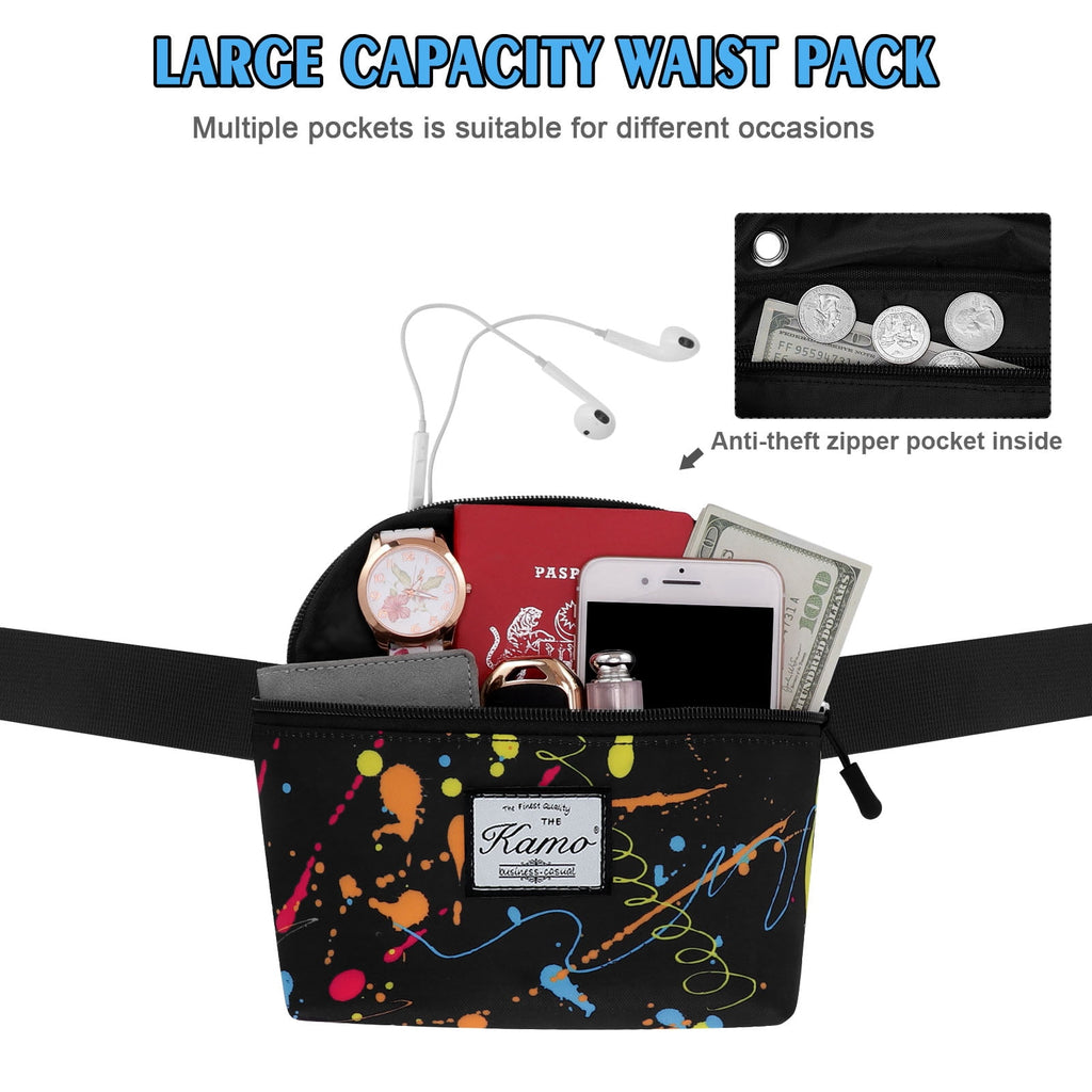 HAWEE Fanny Packs for Women - Slim Yet Spacious Waist Pack with Headphone Cord Access - Lightweight Fannie Hip Bag Great for Hiking, Walking, Biking, Running, Travel