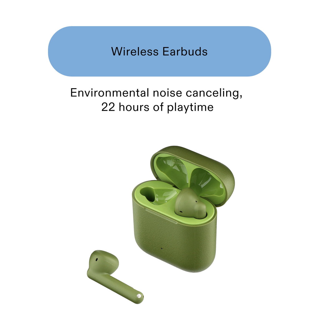 Onn Noise-Canceling Bluetooth Earphones with Microphones - Gray