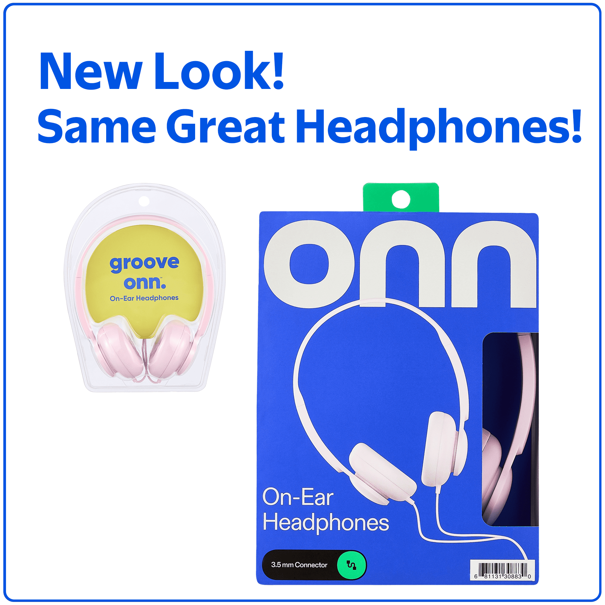 onn On-Ear Headphones, Pink