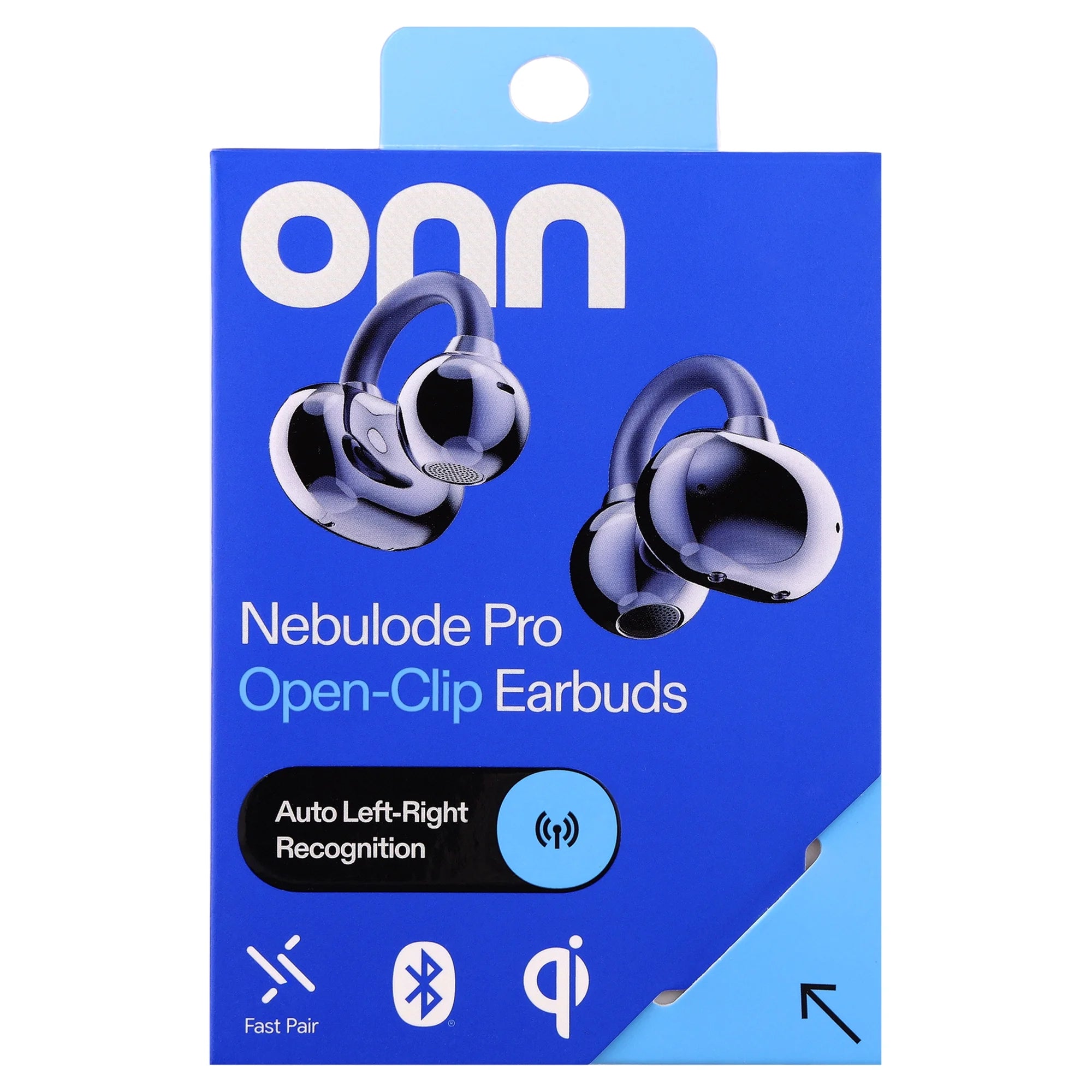onn Nebulode Pro Open-Clip Wireless Earbuds, Blue