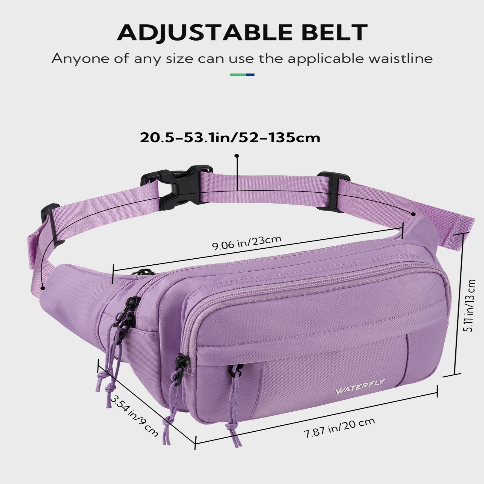 WATERFLY Unisex Large Capacity Walking Travel Nylon Fanny Pack Waist Bag,Yellow