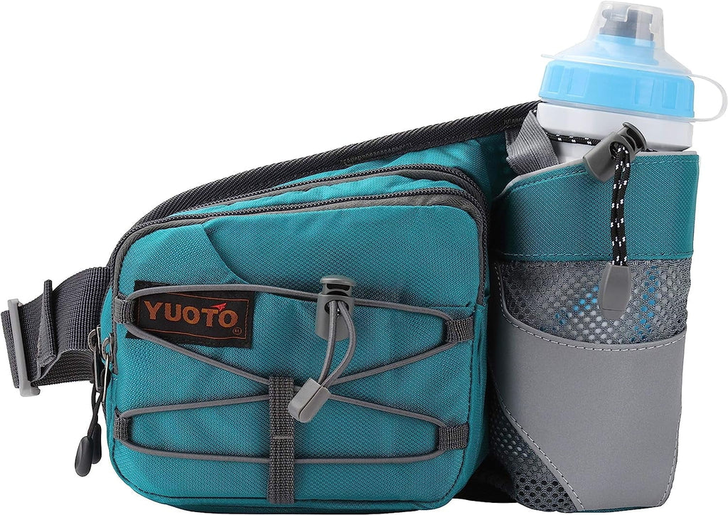 YUOTO Waist Pack Hydration Running Belt with Water Bottle Holder, Blue, 2 Pack