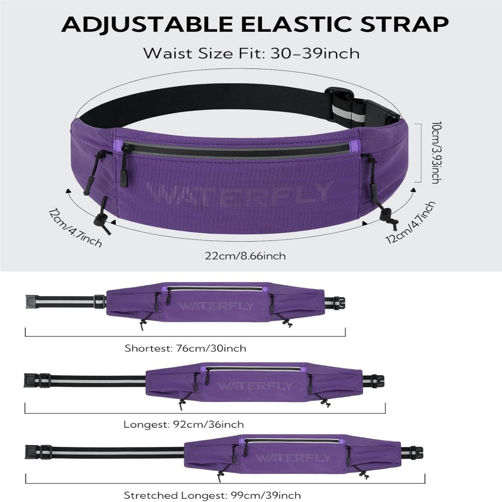 WATERFLY Unisex Adjustable Sports Jogging Fitness Nylon Running Waist Belt Band,Black