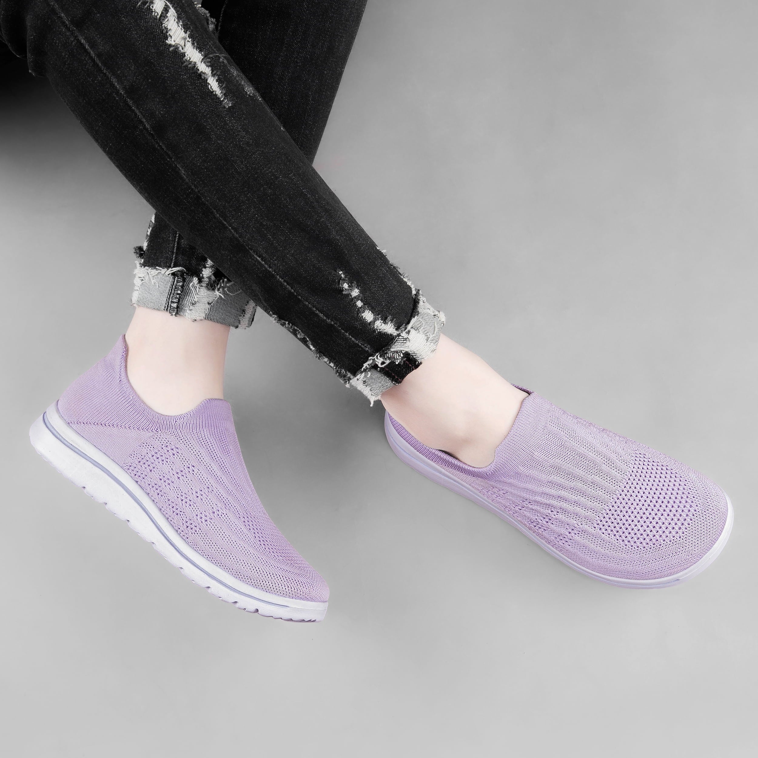 Unisex Sock Walking Shoes Wide Toe Box Slip-on Mens Running Shoe Womens Lightweight Casual Fashion Sneakers Black 8Women/6Men