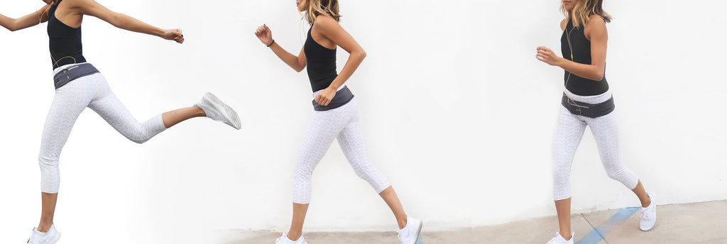 Runner Waist Pack - Hip Hug Running Fuel Belt with 2 Pockets - NO BOUNCE Runner's Fanny Pack - Storage Pouch Bag Runners