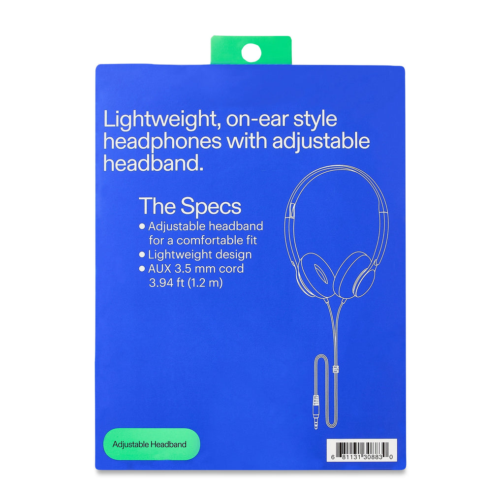 onn On-Ear Headphones, Pink
