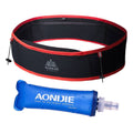 AONIJIE Running Belt Fanny Pack with 250ml Soft Water Bottle Flask, Moisture Wicking Waist Pack Great for Marathon Climbing Jogging Cycling Workout(Full Black,L/XL)