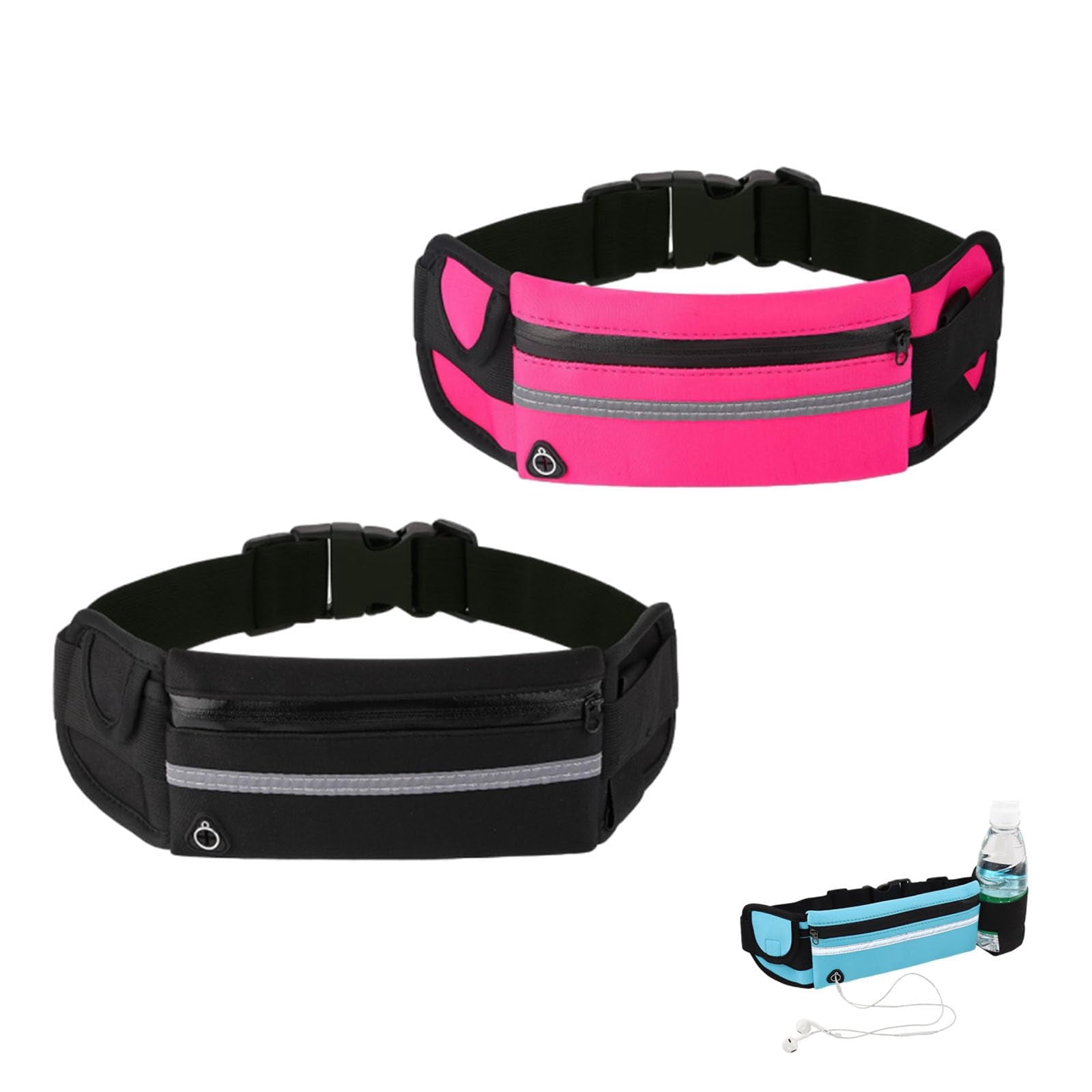 Anti Theft Running Waist Belt, Invisible Pouch for Phone, Reflective Strip & Headphone Jack, Adjustable Waist Pack for Cycling, Travel, and Fitness
