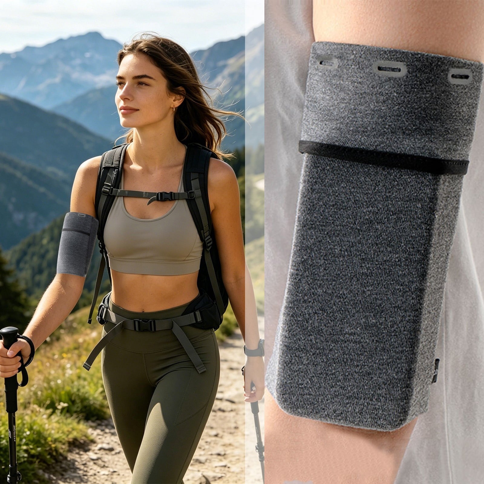 BUTASY Arm Bag for Phone Holder, Sports Running Armband for Gym, Cycling & Workout,Reflective Breathable Large Capacity Sports Armband