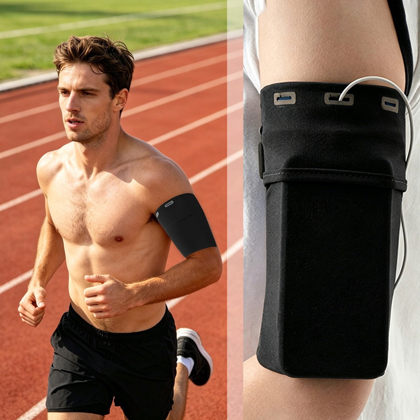 BUTASY Arm Bag for Phone Holder, Sports Running Armband for Gym, Cycling & Workout,Reflective Breathable Large Capacity Sports Armband