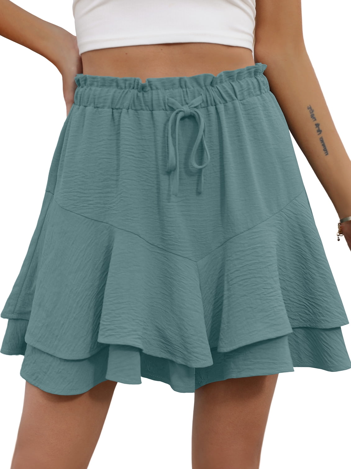 Cueply Flowy Shorts for Women Mini Tennis Skirt Ruffle Tiered Skorts Running Workout Sports Shorts