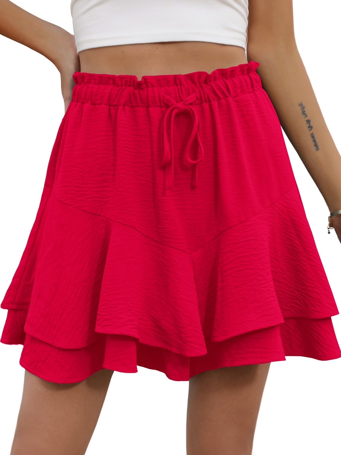 Cueply Flowy Shorts for Women Mini Tennis Skirt Ruffle Tiered Skorts Running Workout Sports Shorts