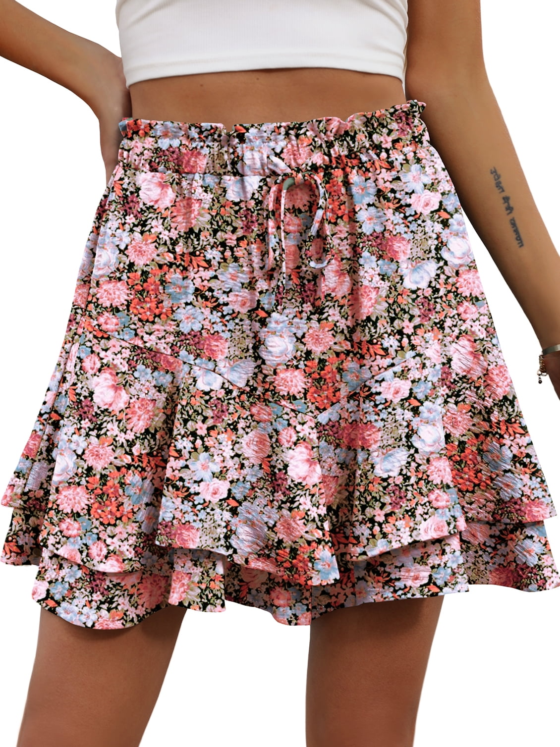 Cueply Flowy Shorts for Women Mini Tennis Skirt Ruffle Tiered Skorts Running Workout Sports Shorts