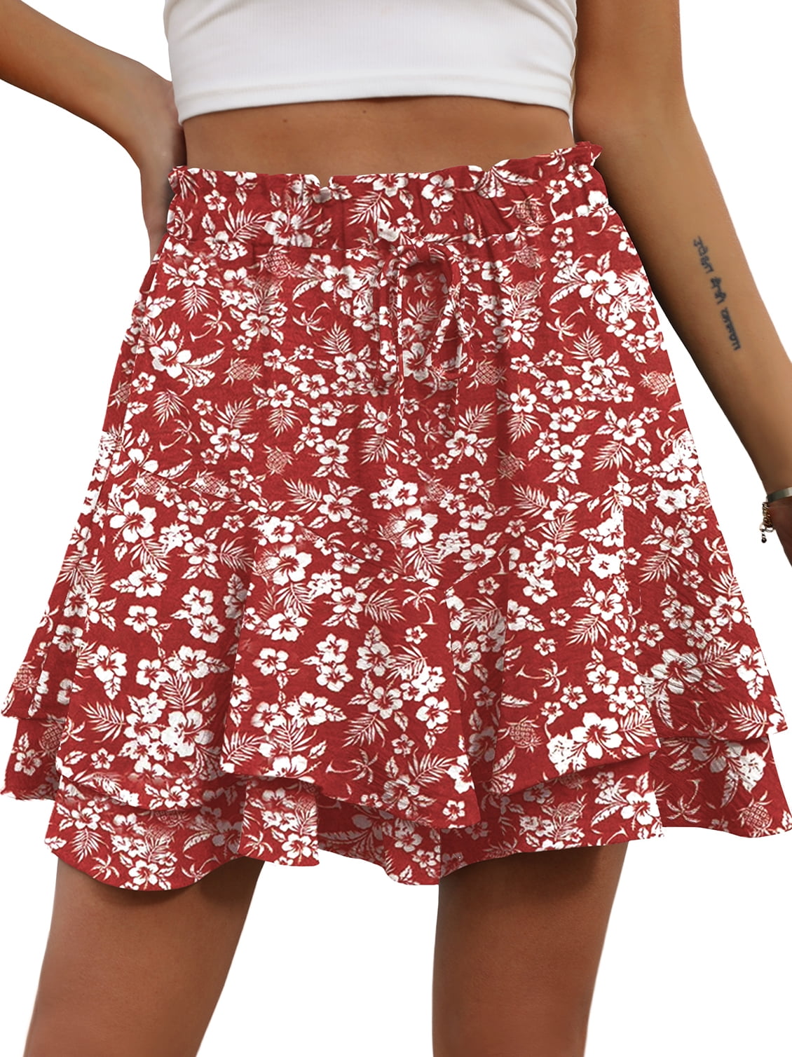 Cueply Flowy Shorts for Women Mini Tennis Skirt Ruffle Tiered Skorts Running Workout Sports Shorts