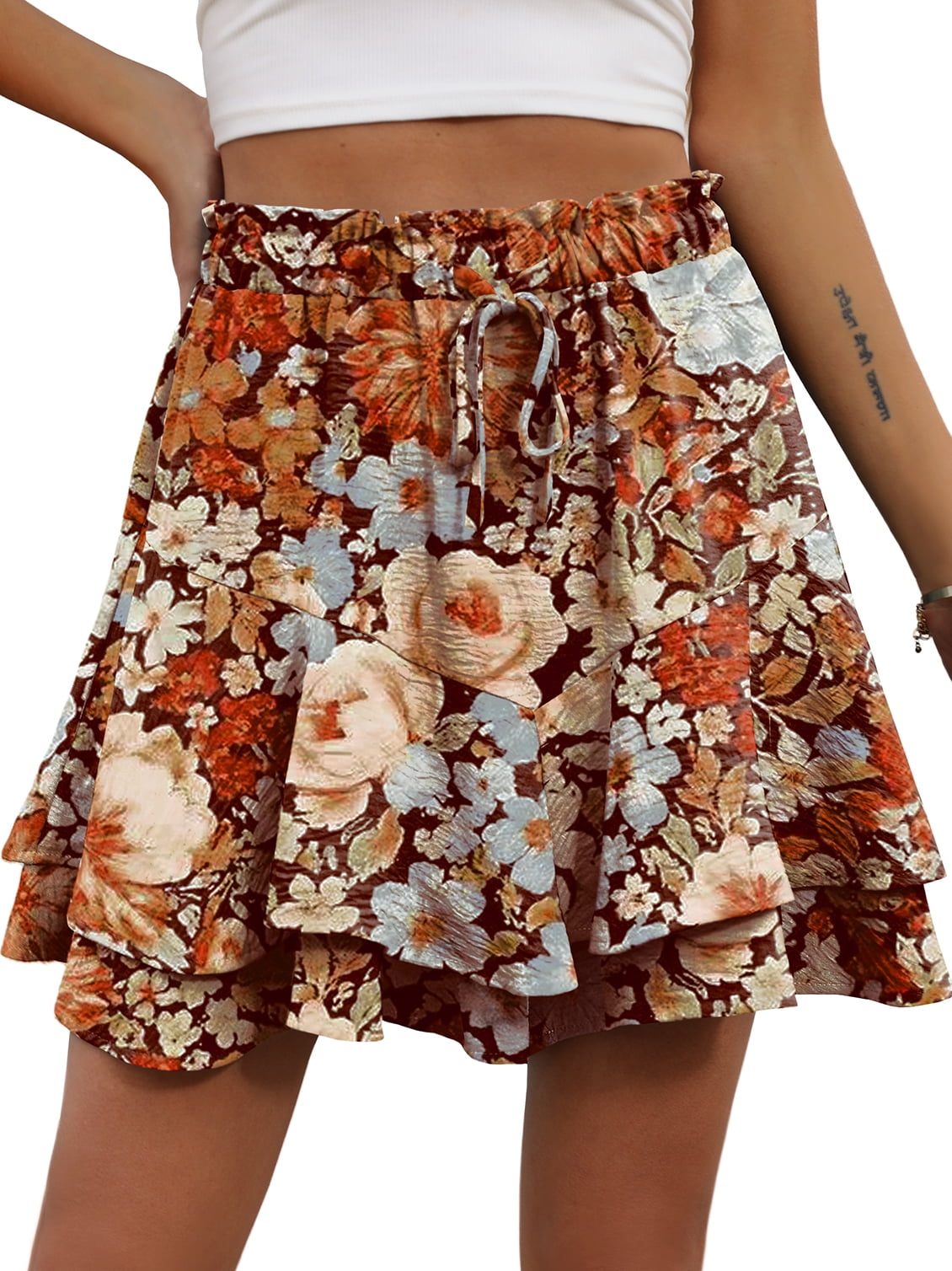 Cueply Flowy Shorts for Women Mini Tennis Skirt Ruffle Tiered Skorts Running Workout Sports Shorts