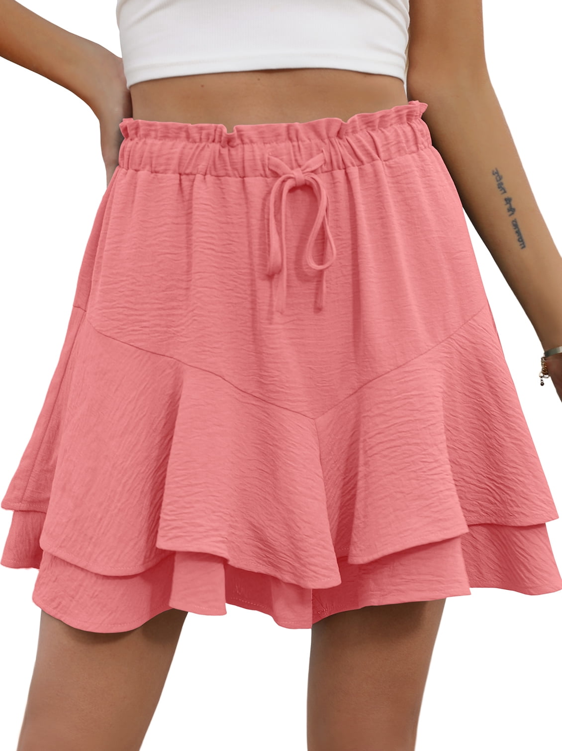 Cueply Flowy Shorts for Women Mini Tennis Skirt Ruffle Tiered Skorts Running Workout Sports Shorts