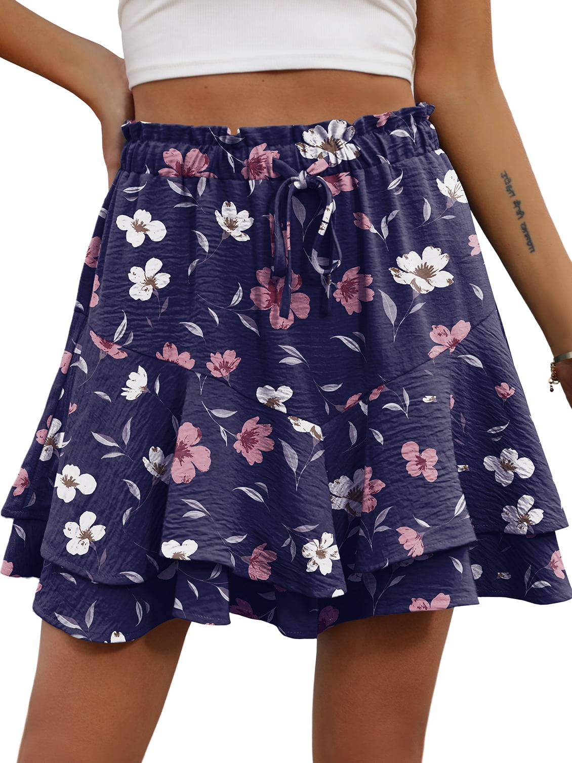 Cueply Flowy Shorts for Women Mini Tennis Skirt Ruffle Tiered Skorts Running Workout Sports Shorts