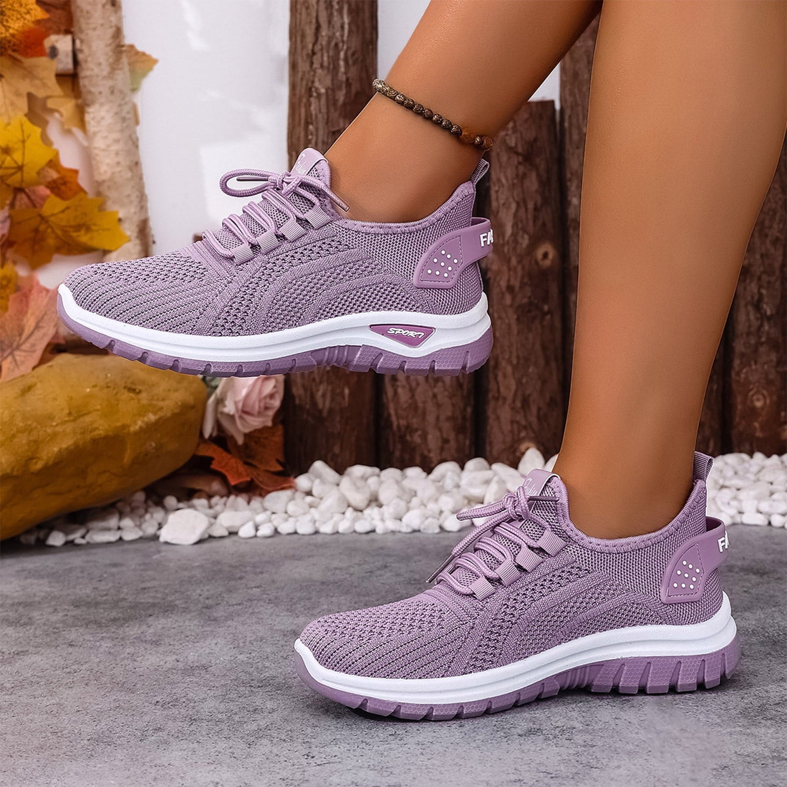 Domuza Women's Slip-On Walking Shoes, Lightweight Orthopedic Athletic Sneakers with Arch Support, Perfect for Work, Travel, Gym and Daily Sports Purple 9（EU-42）