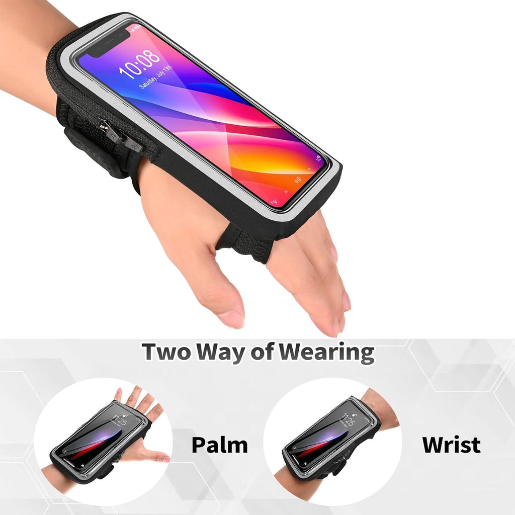 Emlimny Wristband Phone Holder for Running,Forearm Armbands, 7" Running Armband with Card Slot Compatible for iPhone Pro Max Plus (16/15/14/13/12/11/X/XR), Compatible for Galaxy S24/S10