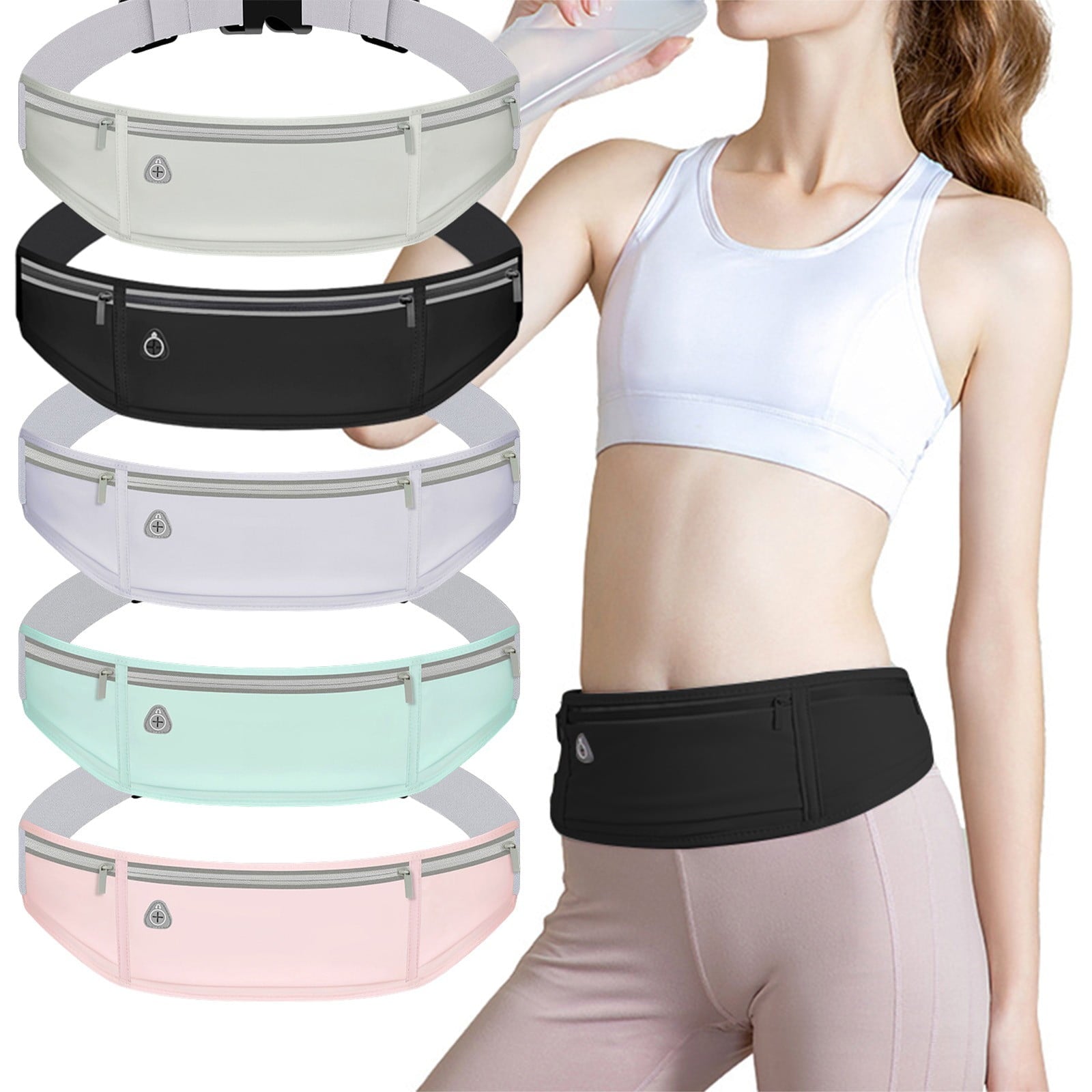 Harlier Slim Running Belt for Women Men-Runners, Phone Holder Fanny Pack, Adjustable Bounce Free Waist Pouch bag for Workout, Money Belt, Run Gear Accessories - Black