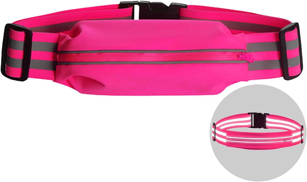 IULAVP Running Belt Running Phone Belt for Women and Men Phone Holder Runners Pouch Waist Reflective Runners Money Belts Exercise Waist Workout Jogging Running Gear Accessories (Pink）