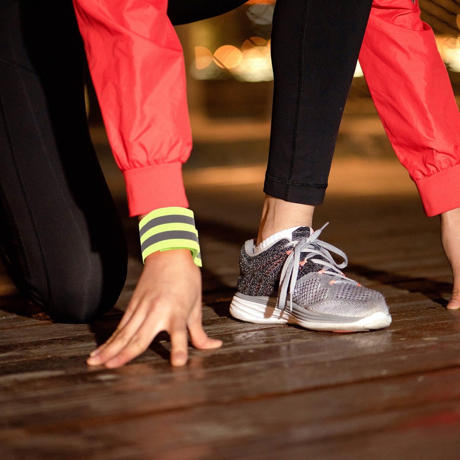 Luxshiny 4 Pairs Reflective Running Bands with Easy Wear Design for Nighttime Outdoor Safety and Visibility