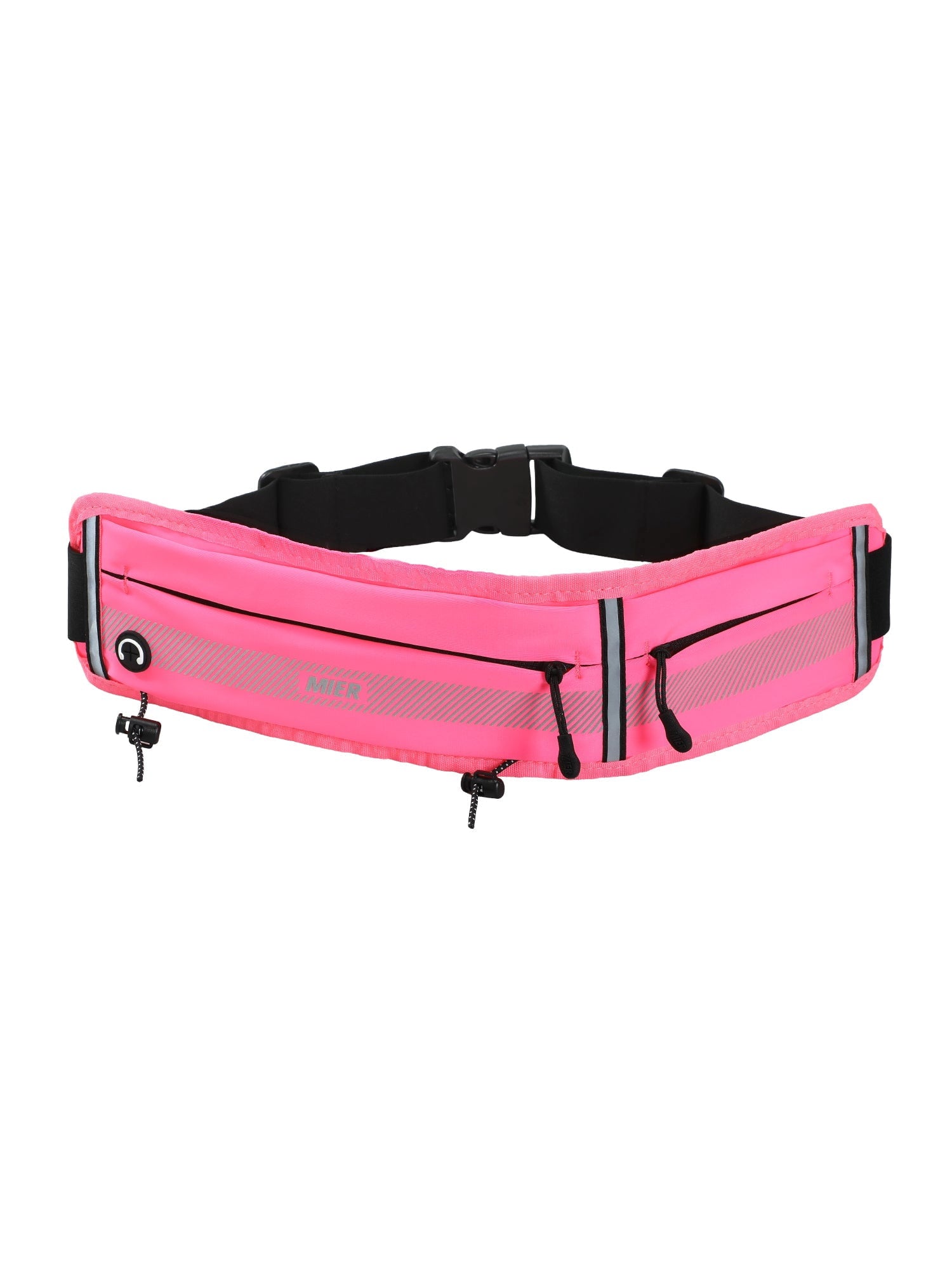 MIER Running Belt Slim Waist Pack with Bib Clips Adjustable Elastic Phone Holder for Fitness Marathon Daily Travel Black