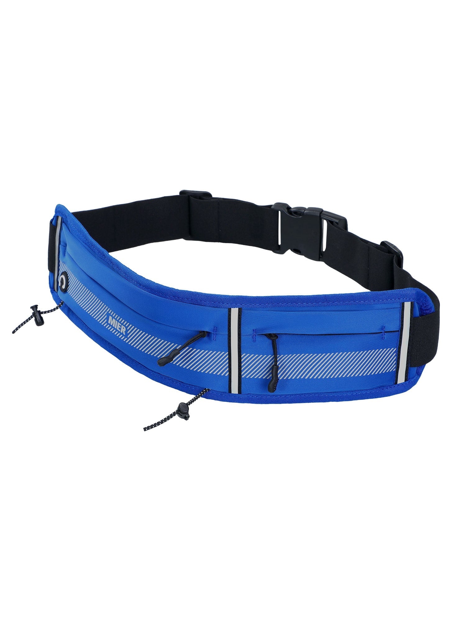 MIER Running Belt Slim Waist Pack with Bib Clips Adjustable Elastic Phone Holder for Fitness Marathon Daily Travel Black