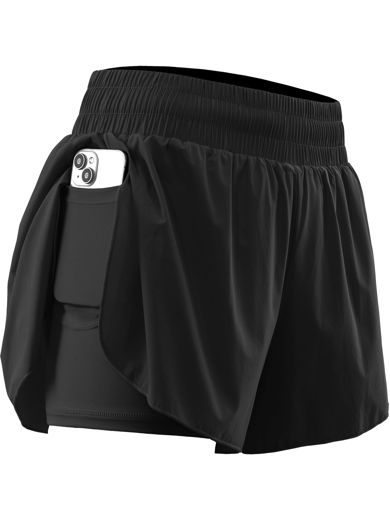 NELEUS Womens 2 in 1 Workout Yoga Shorts for Athletic Gym Running Casual Summer Short with Pocket,Navy Blue,US Size L