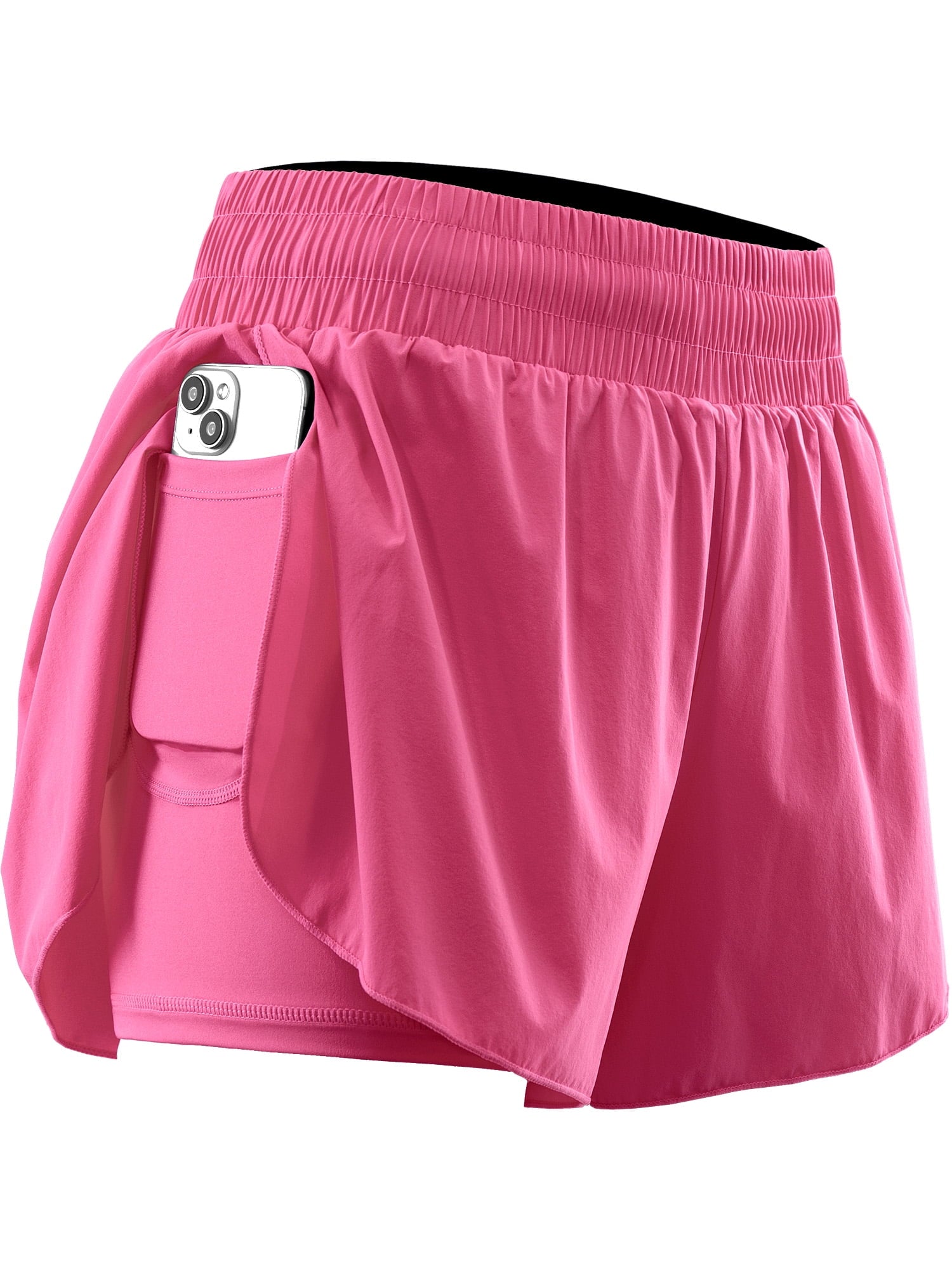 NELEUS Womens 2 in 1 Workout Yoga Shorts for Athletic Gym Running Casual Summer Short with Pocket,Navy Blue,US Size L