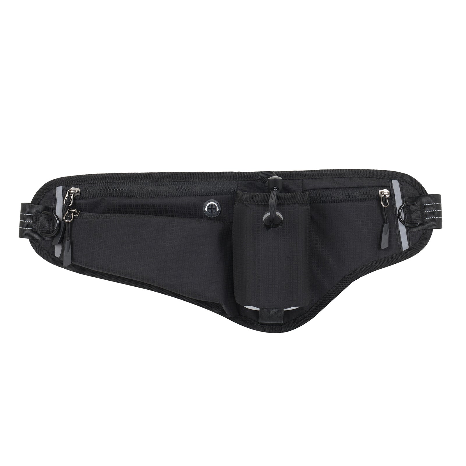 NFTIGB Running Belt Waist Pack Adjustable Hydration Bag with Water Bottle Holder for Runners Men Women, Black (10.63 inches / 27 cm)