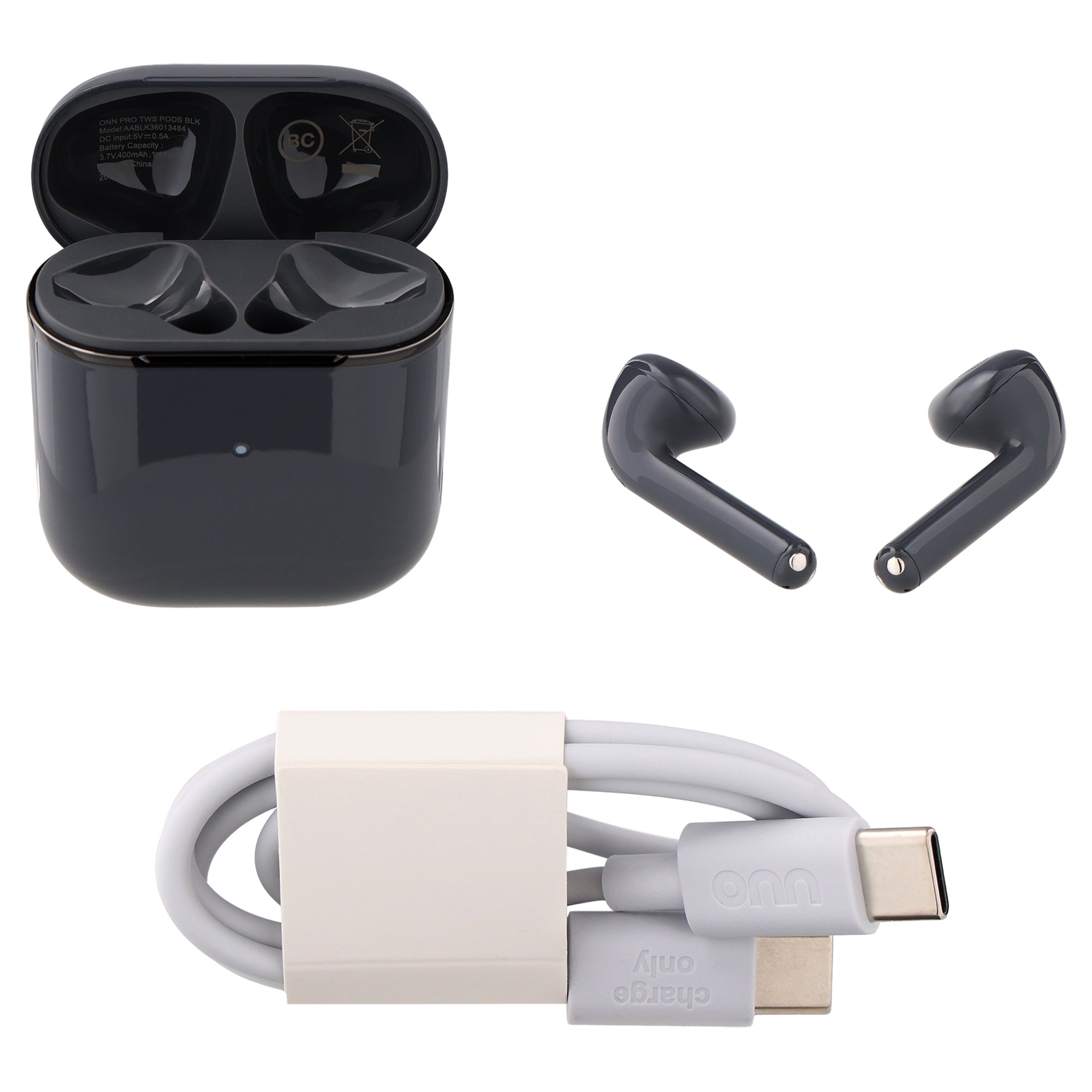 Onn Vibraudio Pro 2 Wireless Earbuds with Bluetooth and Noise Canceling, Black