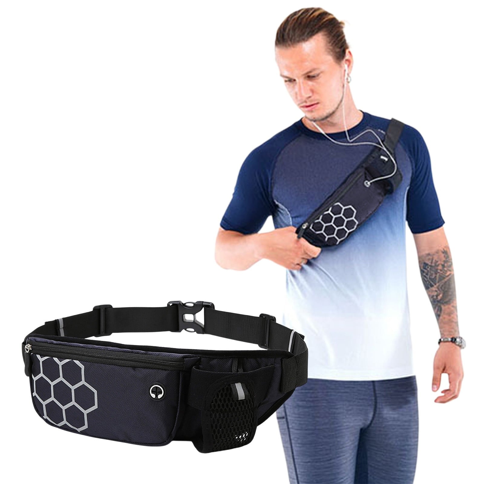 Running Belt for Women & Men with Water Bottle Holder,Waterproof Running Waist Packs,Multi Functional Running Gear Accessories,Suitable for Marathons and Outdoor Running(Black)