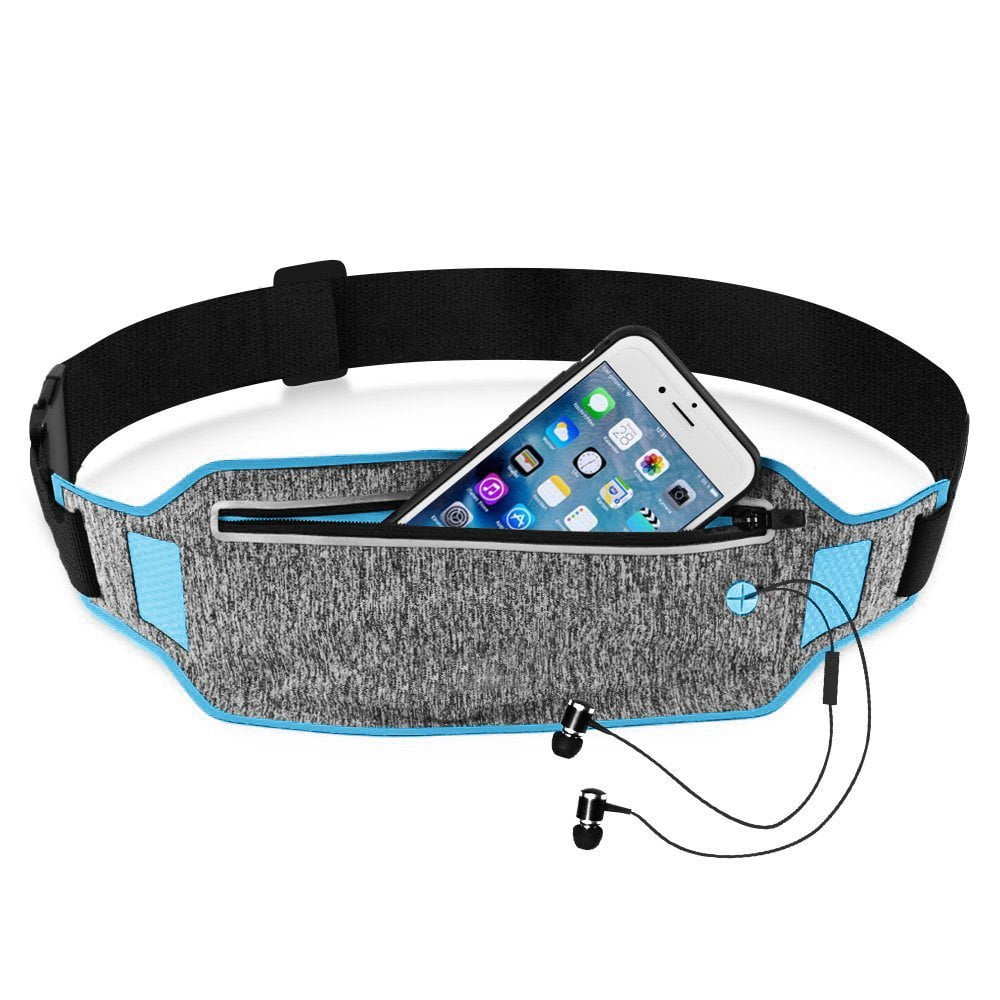 Running Waist Pack, EpicGadget(TM) Lightweight Water Resistant Reflective Runner Belt Sports Fanny Pack Adjustable Waistband (Light Blue)