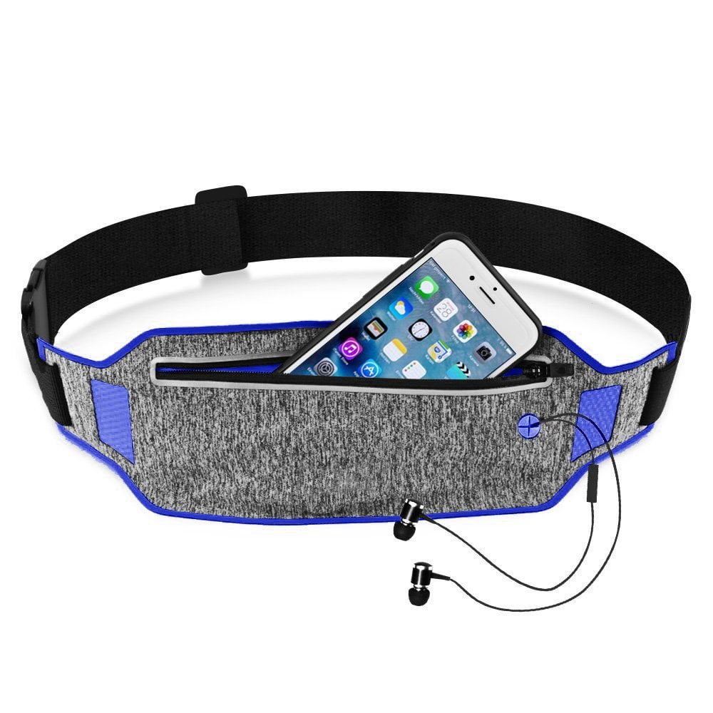 Running Waist Pack, EpicGadget(TM) Lightweight Water Resistant Reflective Runner Belt Sports Fanny Pack Adjustable Waistband (Light Blue)