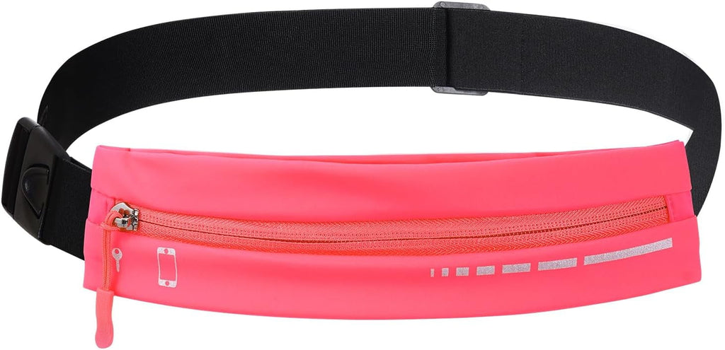 Slim Running Belt for Women Men Water Resiatant Runners Fanny Pack Adjustable Waist Pouch Reflective Phone holder Running Gear Accessories for Sport (Purple)