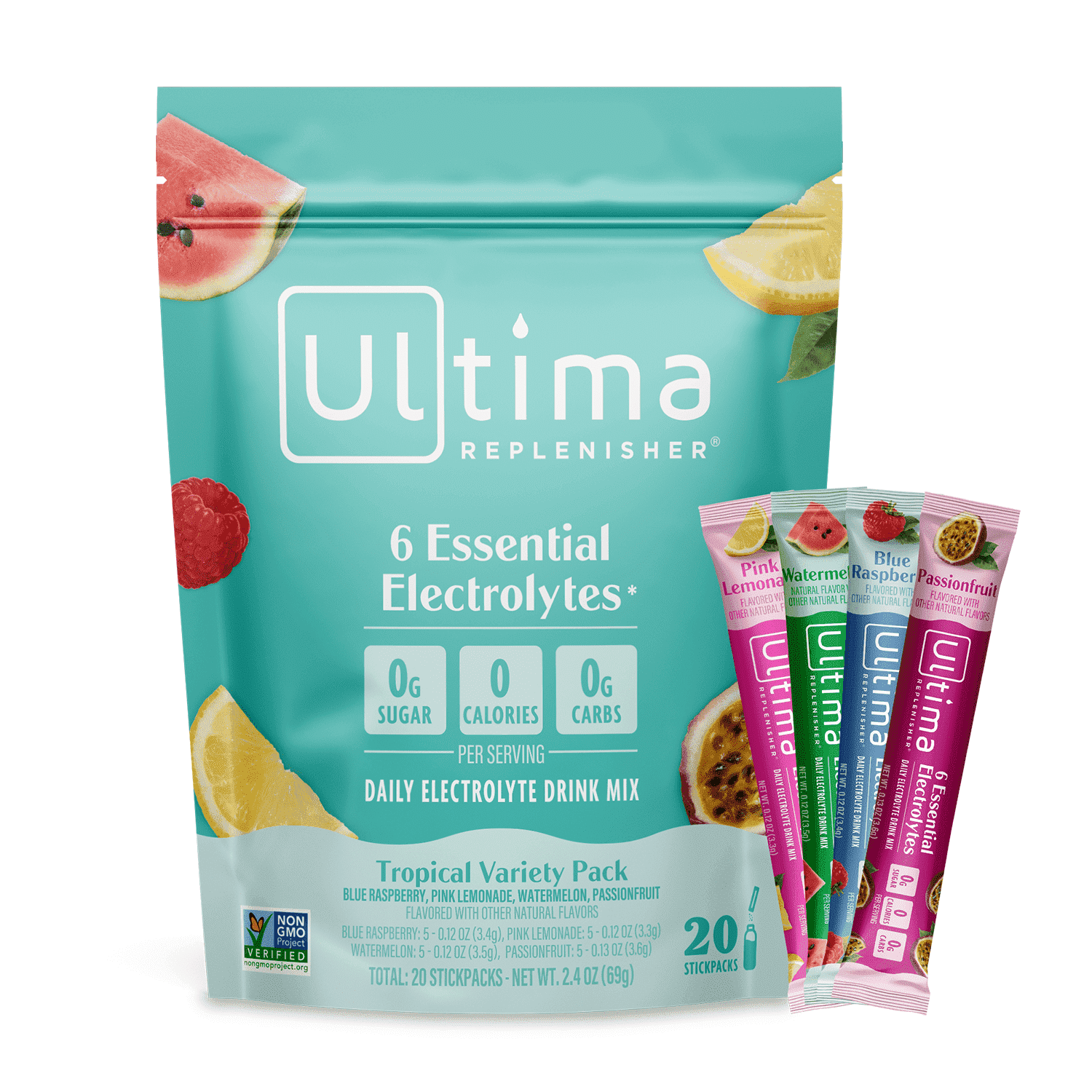 Ultima Replenisher, Electrolyte Drink Mix Packets, Sugar Free Daily Hydration Powder, Mocktini Variety Pack, 16 Count Stickpacks